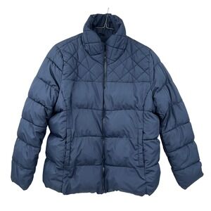 Old Navy Quilted Puffer‎ Jacket Mock Neck Full Zip Navy Blue Women's XL TG